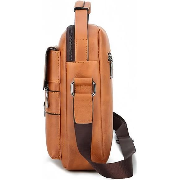 Small Crossbody Bag, Mens Shoulder Bag, Vintage PU leather Office Business Bag - Picture 3 of 7